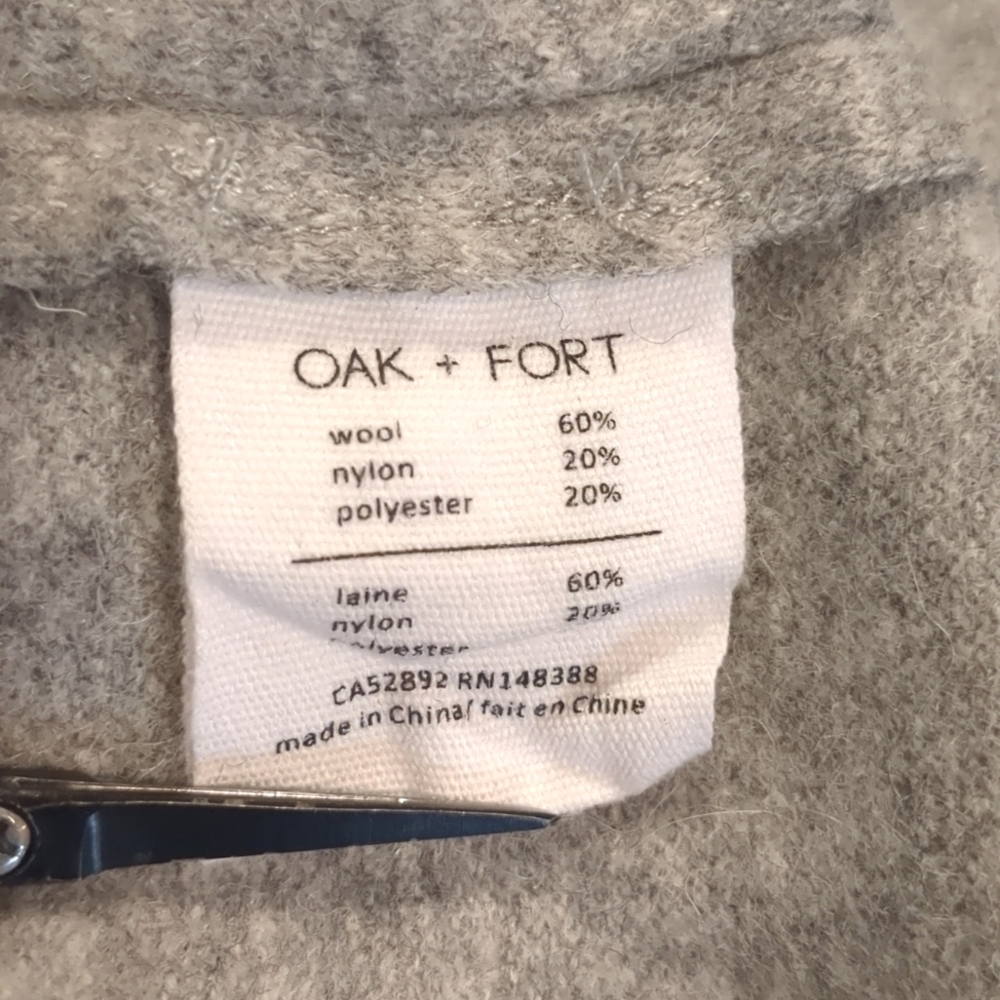 Oak + Fort Grey Wool Blend Long Sweater with Lapels - Picture 7 of 9